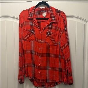 a new day Red Plaid Button Down Shirt